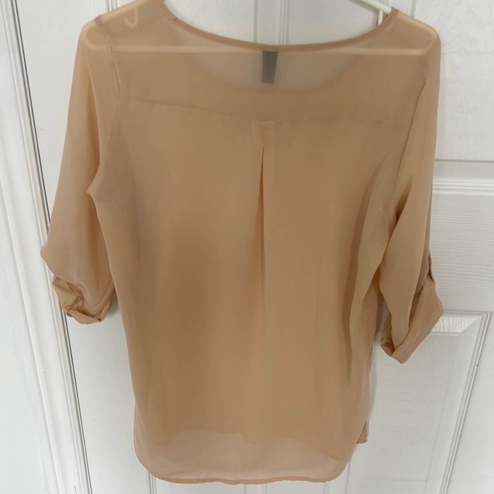 Vero Moda Tan 3/4 Sleeve Tie Front Blouse - Picture 5 of 6